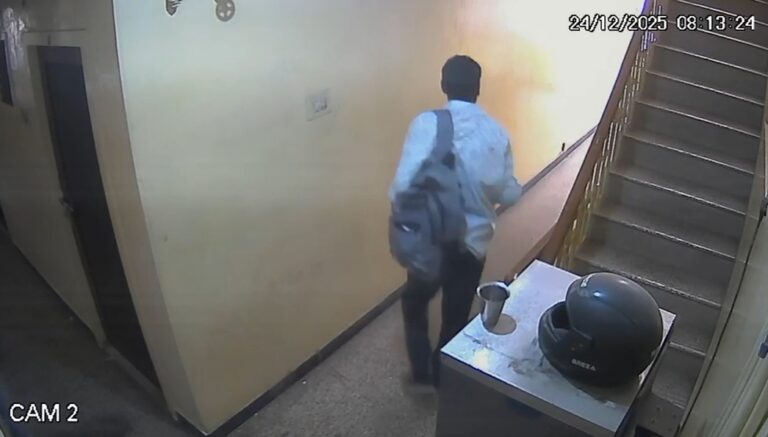 A mysterious person is targeting student hostels.. Shocking CCTV footage of him stealing laptops!