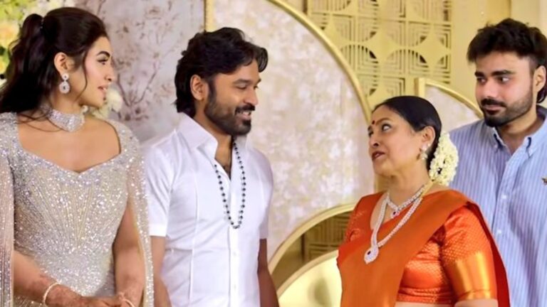 நடிகை சரண்யா மகள் திருமண வரவேற்பில் தனுஷ்.. மேடையில் கவனத்தை ஈர்த்த சம்பவம்! Dhanush Attend Actress Saranya Ponvannan Daughters Reception-1920x1080